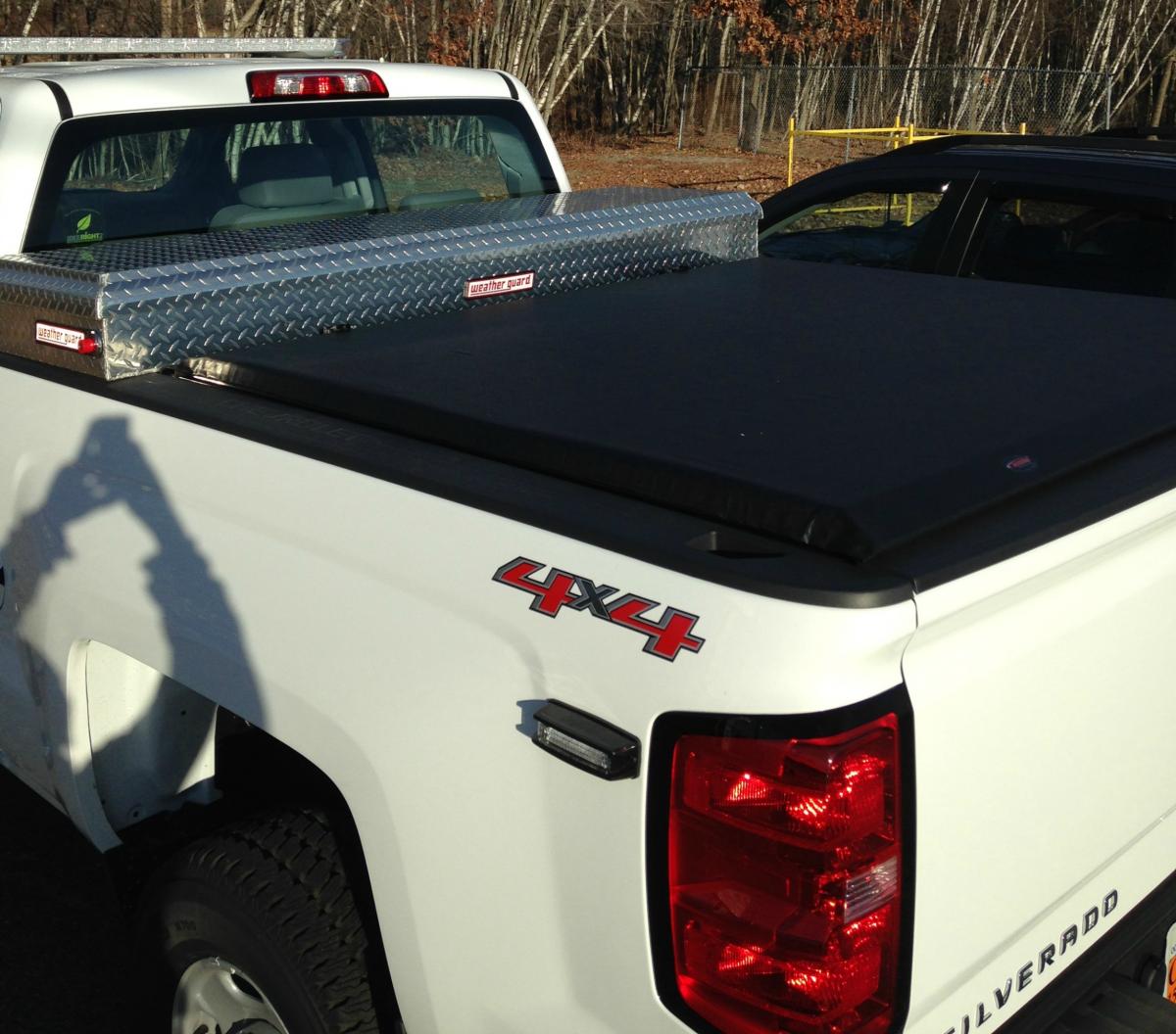 White truck clearance tool box